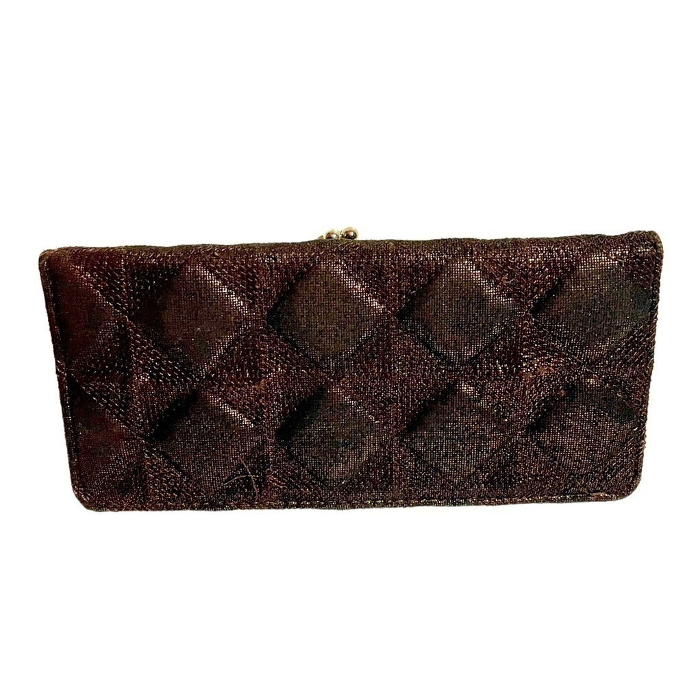 Brown shimmer long wallet coin purse card holder